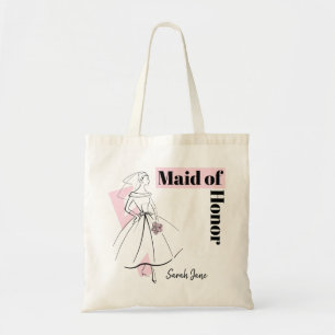 Bolso De Tela Tote de presupuesto de la doncella rosa de honor d