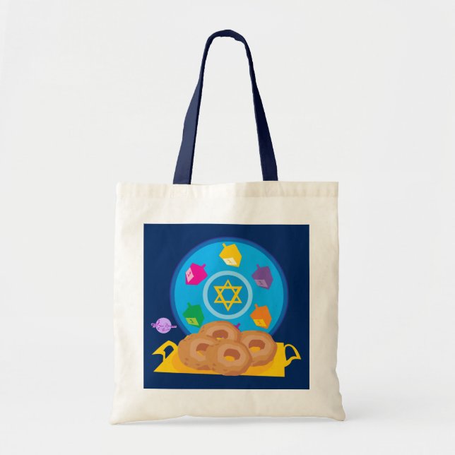 Bolso De Tela Tote de presupuesto de la placa Hannukah (Frente)