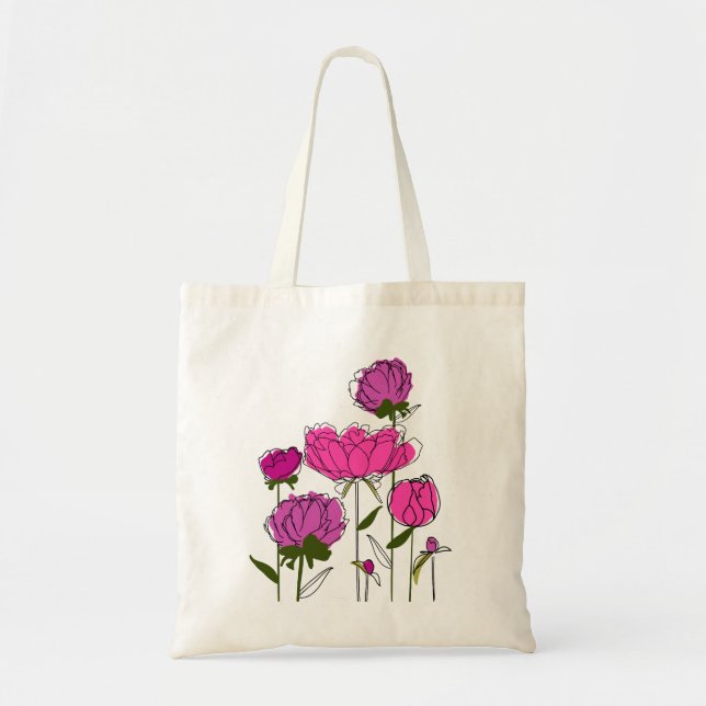 Bolso De Tela Tote de presupuesto de Peonies (Frente)