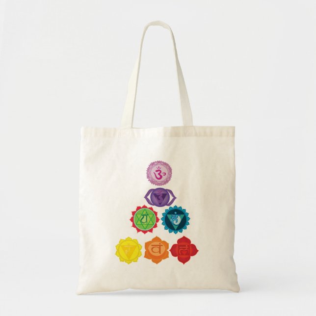 Bolso De Tela Tote de presupuesto de Siete Chakra (Frente)