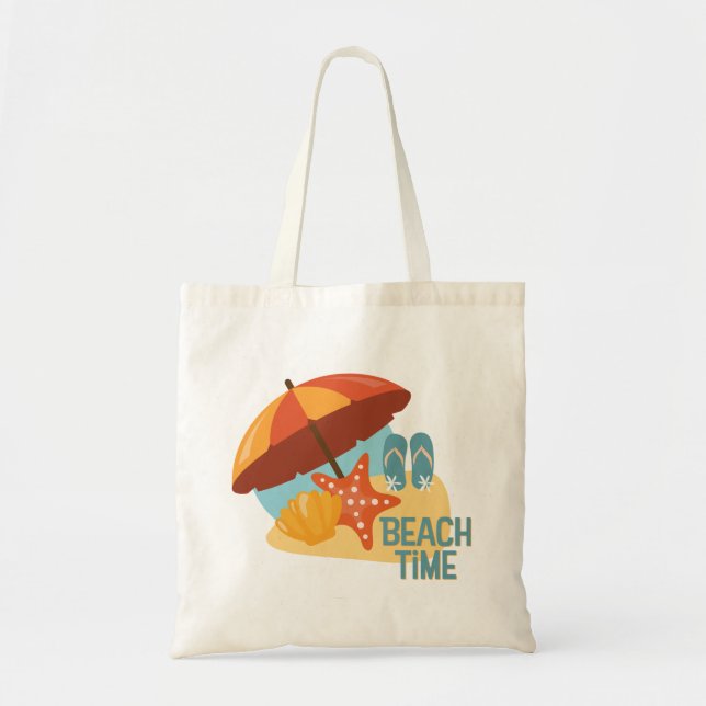 Bolso De Tela Tote de presupuesto de tiempo de playa (Frente)