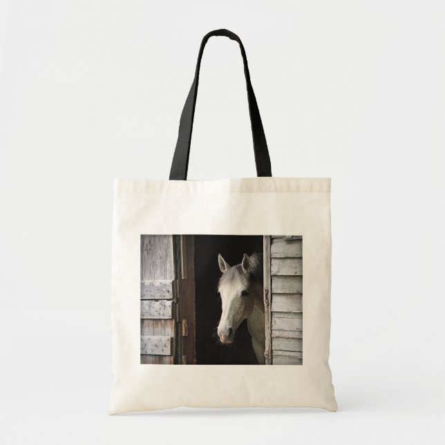 Bolso De Tela Tote de presupuesto del caballo gris mare (Frente)