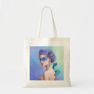 Bolso De Tela Tote de presupuesto Mujer de invierno y dragón azu