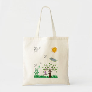 Bolso De Tela Tote de presupuesto pájaros blancos volando sobre