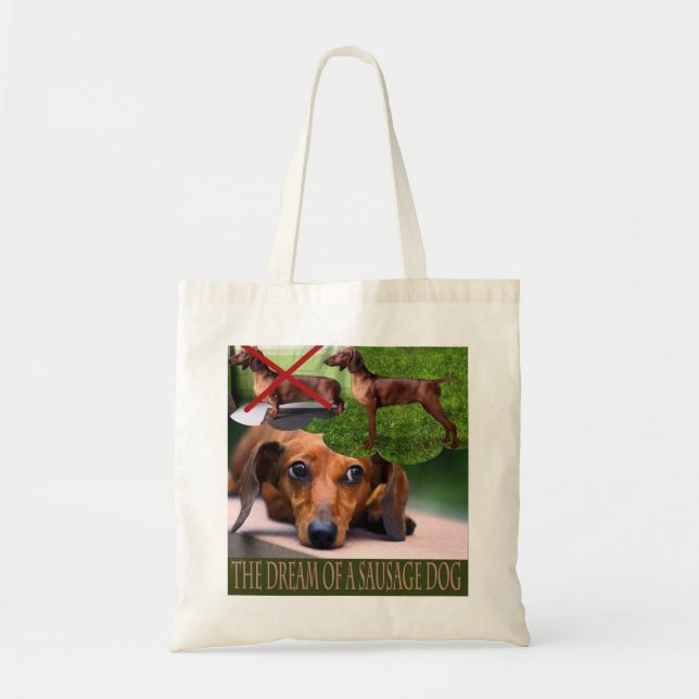 Bolso De Tela Tote de presupuesto para perros de salchicha (Frente)