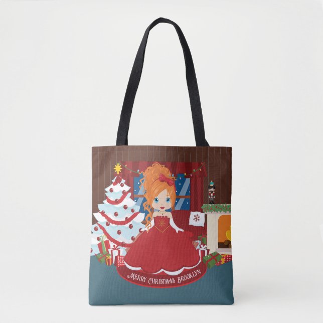 Bolso De Tela Tote de Princesas de Cabello Rojo Personalizado (Anverso)