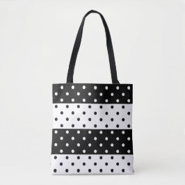 Bolso De Tela Tote de puntos de polka monocromo