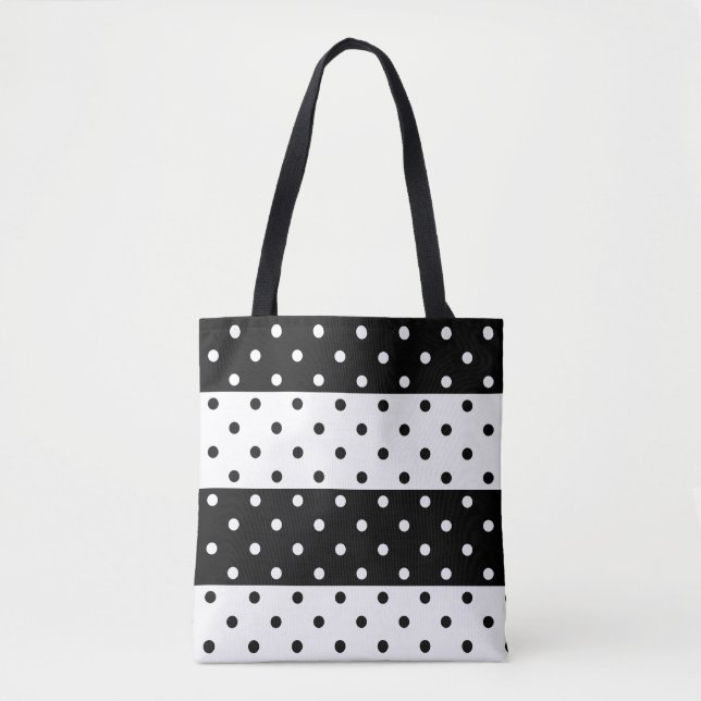 Bolso De Tela Tote de puntos de polka monocromo (Anverso)