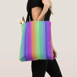 Bolso De Tela Tote de raya arcoiris Pastel brillante