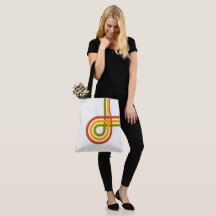 Tote de rayas de arco iris retro de moda