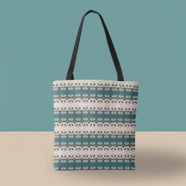 Bolso De Tela Tote de rejilla terrestre azul verdoso y marrón