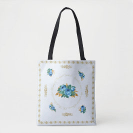 Bolso De Tela Tote de Rosa azul de estilo vintage