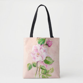 Bolso De Tela Tote de Rosa de acuarela