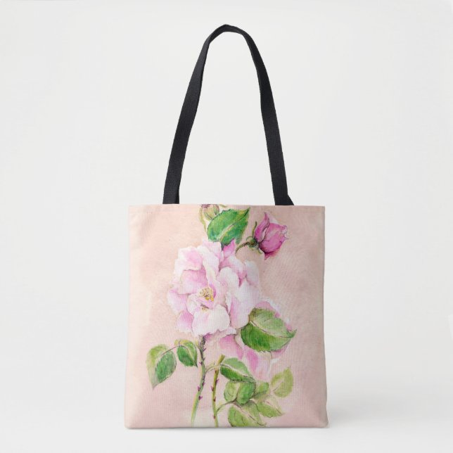 Bolso De Tela Tote de Rosa de acuarela (Anverso)