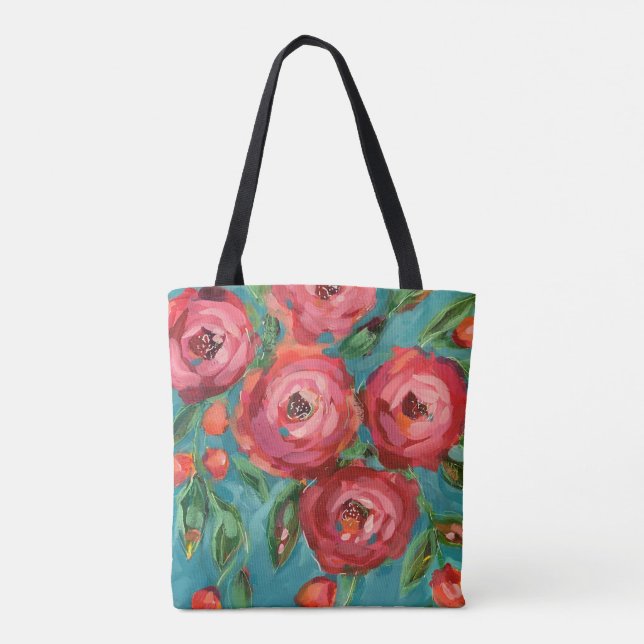 Bolso De Tela Tote De Rosas De Próxima Creación (Reverso)