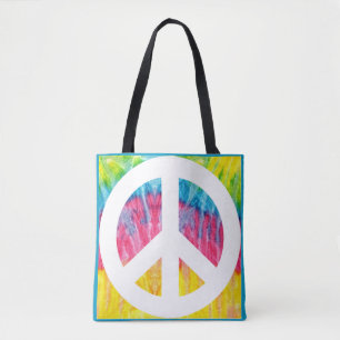 Bolso De Tela Tote de señal de paz hippy