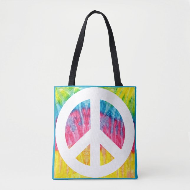 Bolso De Tela Tote de señal de paz hippy (Anverso)