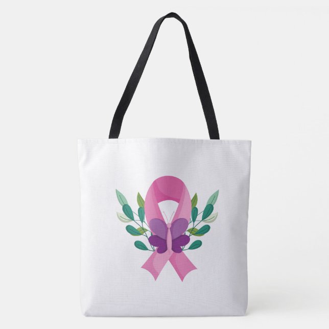 Bolso De Tela Tote de sensibilización sobre el cáncer de mama (Anverso)