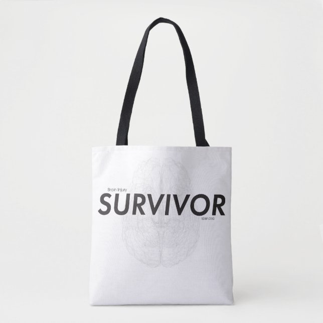 Bolso De Tela Tote de sobrevivientes de lesiones cerebrales con  (Anverso)