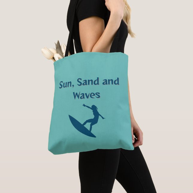 Bolso De Tela Tote de Sol, Arena y Olas (Detalle)