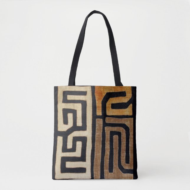 Bolso De Tela Tote de tela de Kuba impreso, beige, marrón, negro (Anverso)