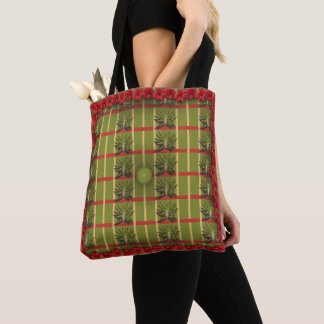 Bolso De Tela Tote de tela rayado verde y tufado