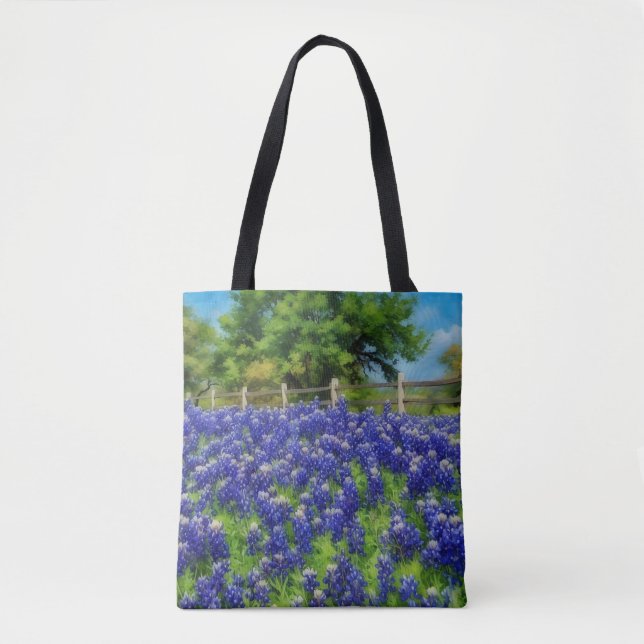 Bolso De Tela Tote de Texas Bluebonnets Blue Flowers Hill Countr (Anverso)