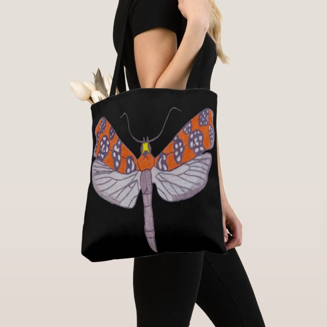 Bolso De Tela Tote de todo sobre - Ailanthus Moth (negro) (Detalle)