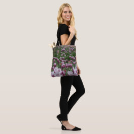 Bolso De Tela Tote de tulipanes morados y blancos