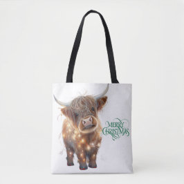 Bolso De Tela Tote de vaca de tierras altas de Navidad