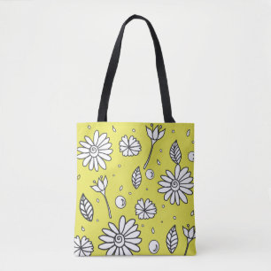 Bolso De Tela Tote De Verano De Flor Divertida En Amarillo