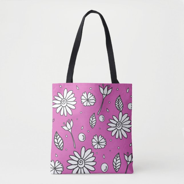 Bolso De Tela Tote De Verano De Flor Divertida En Rosa (Anverso)