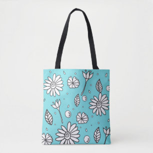 Bolso De Tela Tote De Verano De Flor Divertido Y Curado En Turqu