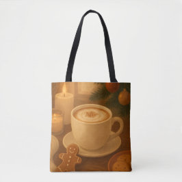 Bolso De Tela Tote de Vibraciones de Café de Navidad