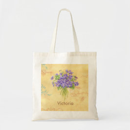 Bolso De Tela Tote del algodón del ramo de la violeta dulce
