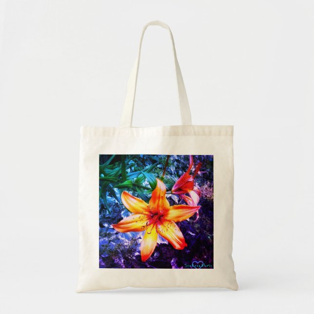 BOLSO DE TELA TOTE DEL ARCO IRIS DE DAYLILLY (Frente)