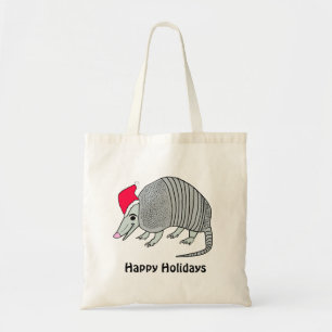 Bolso De Tela Tote del armadillo de Santa buenas fiestas