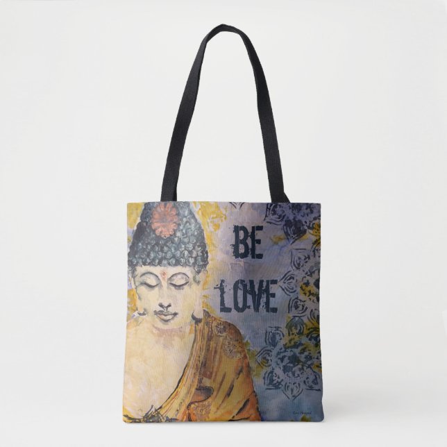 Bolso De Tela Tote del arte de la acuarela de Buda del amor (Anverso)