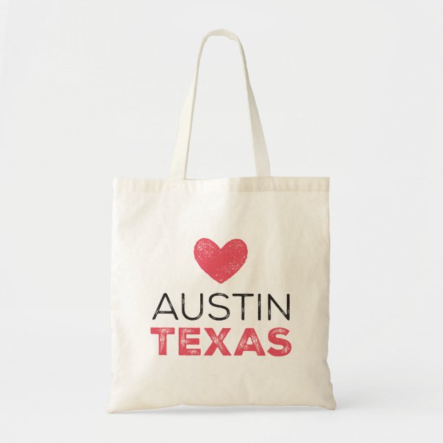 Bolso De Tela Tote del corazón de Austin Tejas (Frente)