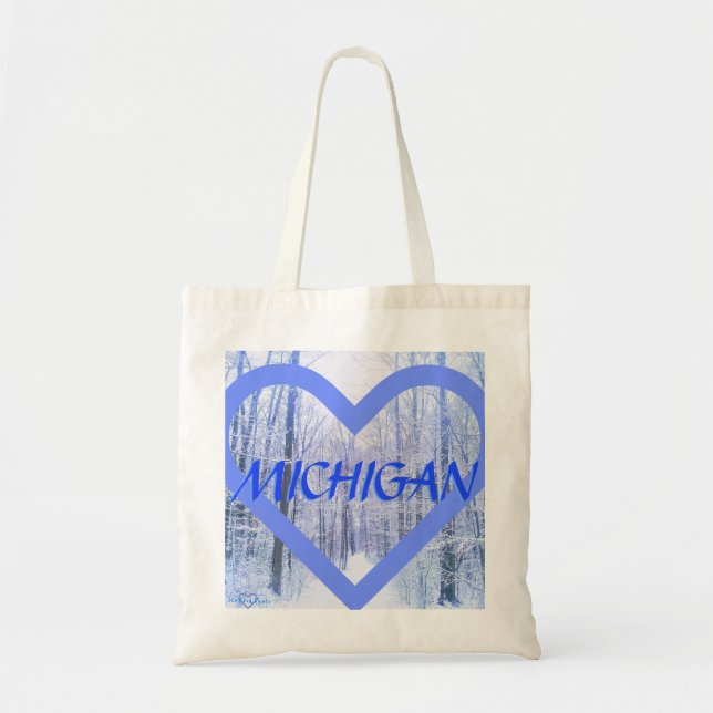 Bolso De Tela TOTE del CORAZÓN del INVIERNO 2MICHIGAN (Frente)