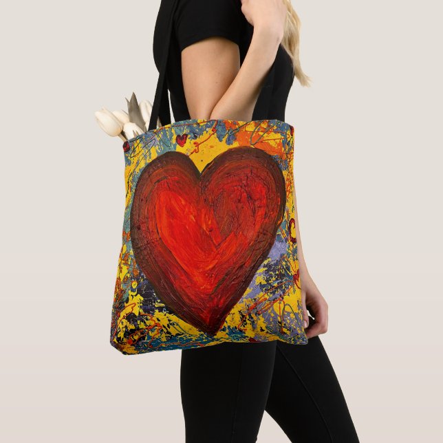Bolso De Tela Tote del corazón grande (Detalle)