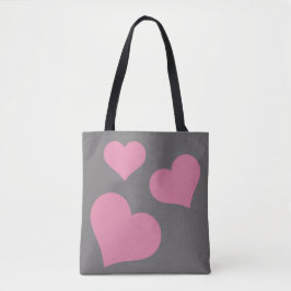 Bolso De Tela Tote del corazón rosado