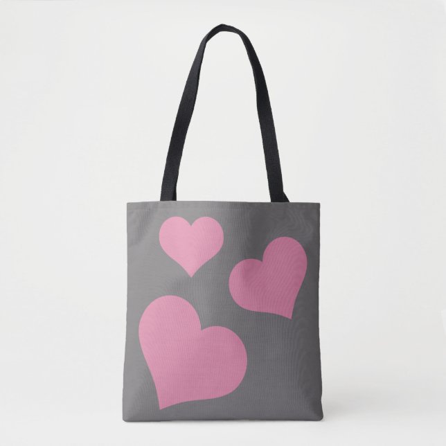 Bolso De Tela Tote del corazón rosado (Anverso)