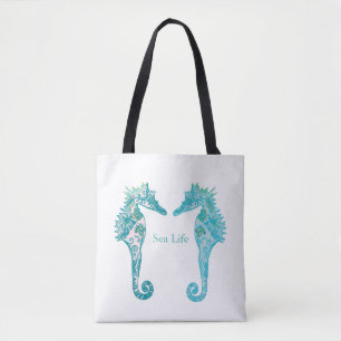 Bolso De Tela Tote del dibujo del arte de la vida marina de los