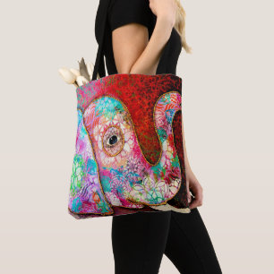 Bolso De Tela Tote del elefante, elefante colorido