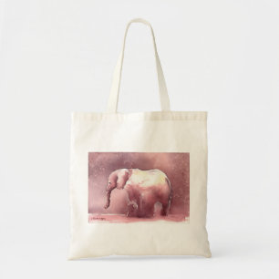 Bolso De Tela Tote del elefante rosado