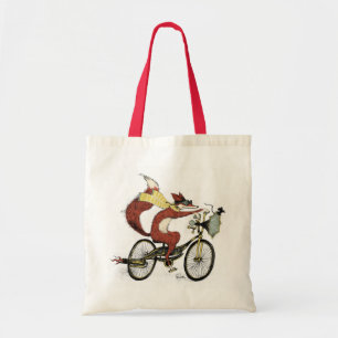 Bolso De Tela Tote del Fox que monta en bicicleta por los vatios