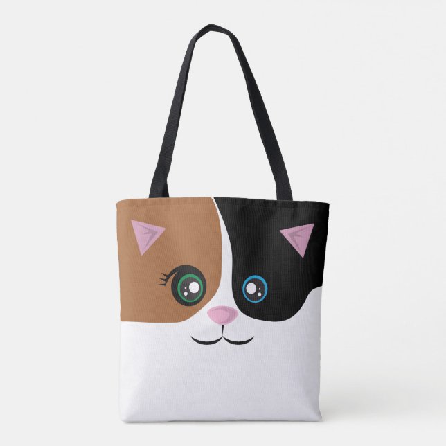 Bolso De Tela Tote del gato - calicó (Reverso)