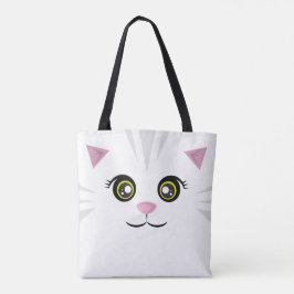 Bolso De Tela Tote del gato - rayas grises