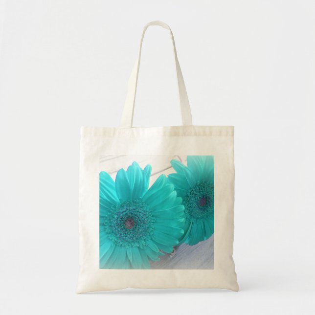 Bolso De Tela Tote del Gerbera de la turquesa (Frente)